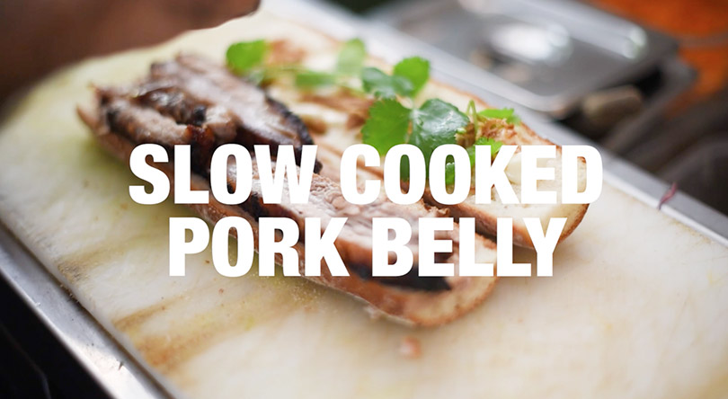 Slow cooked pork belly