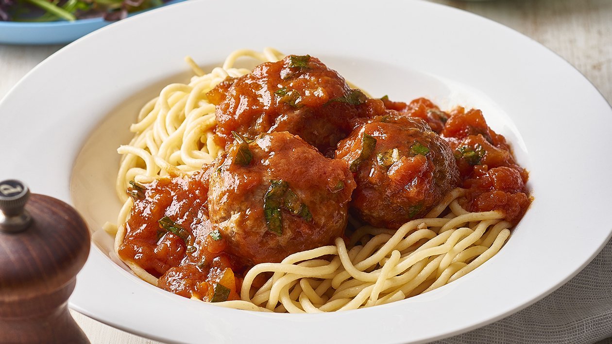 Roast Garlic & Onion Meatball Pasta – Recipe