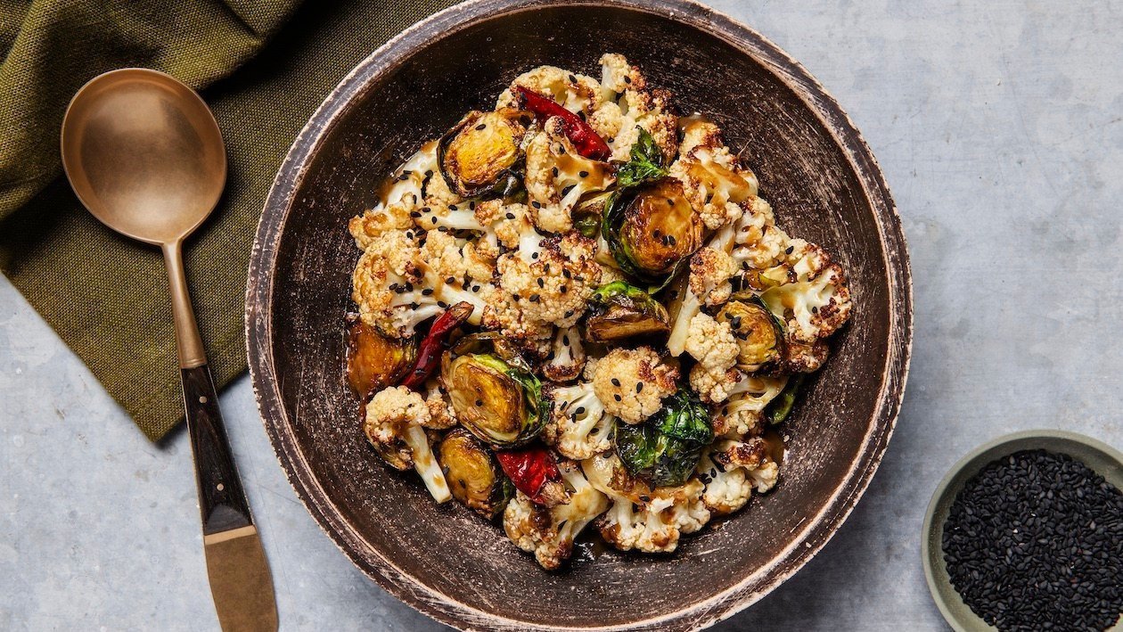 Umami Miso Fried Cauliflower and Brussels Sprouts – Recipe